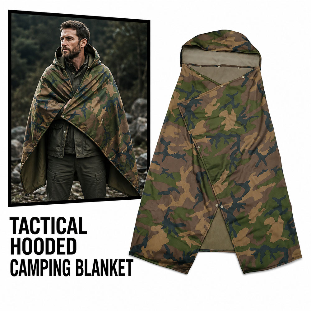 Outdoor Hunting Blanket - Cobertor Tático Camuflado com Capuz, Manta