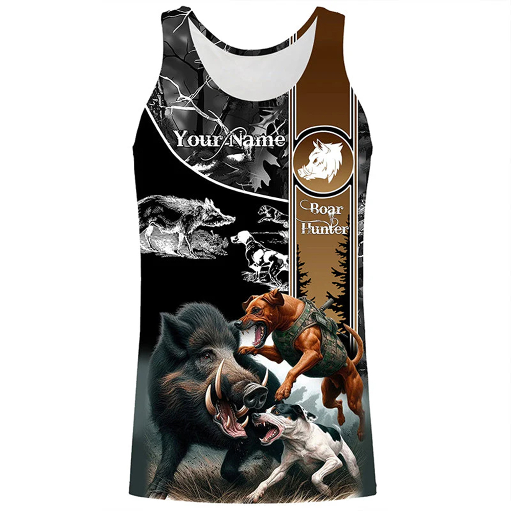 Outdoor Hunting Dogs - Camiseta regata personalizada com nome de