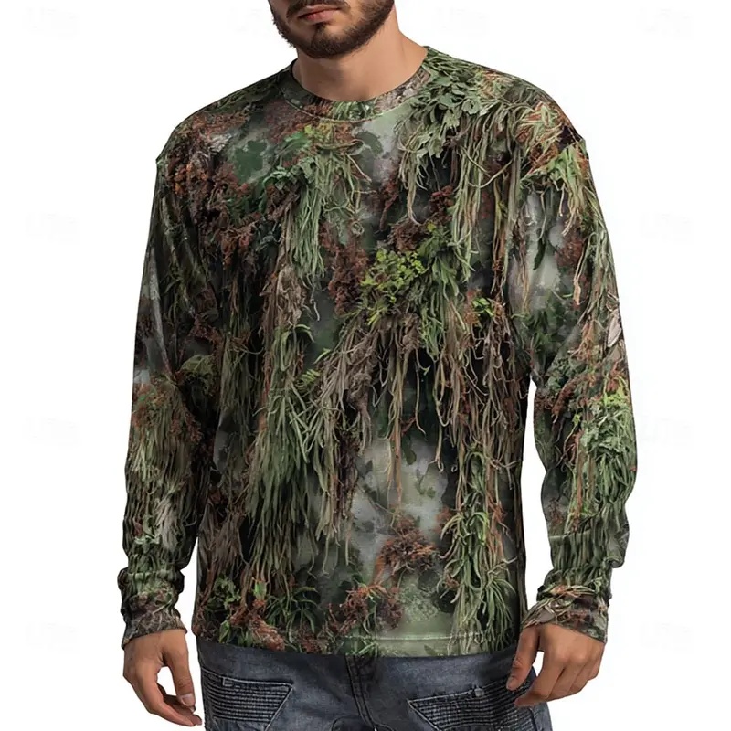 Outdoor Hunting Graphic Tees - Camisa Masculina de Manga Longa com