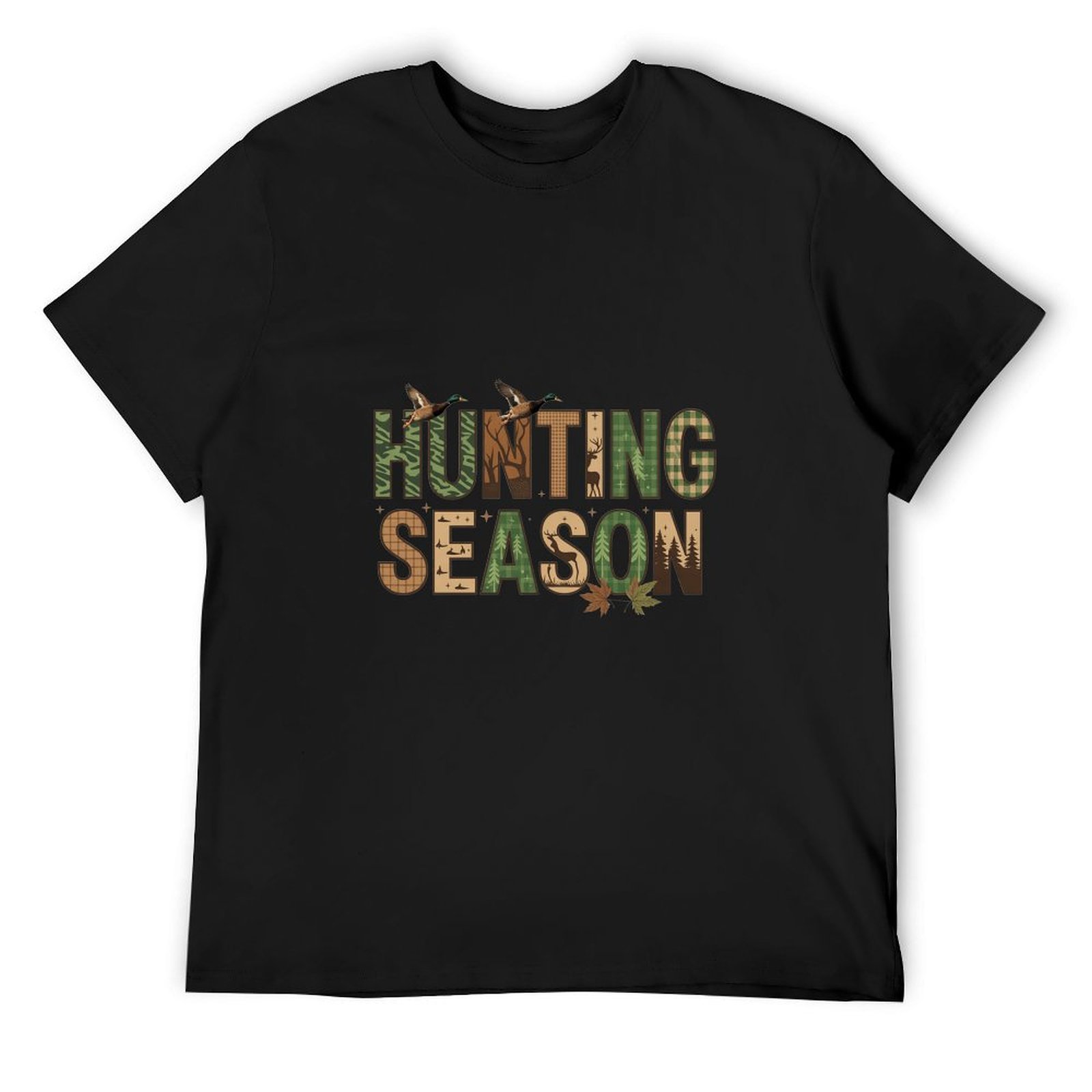 Outdoor Hunting Gifts - Camiseta de algodão preta camuflada para