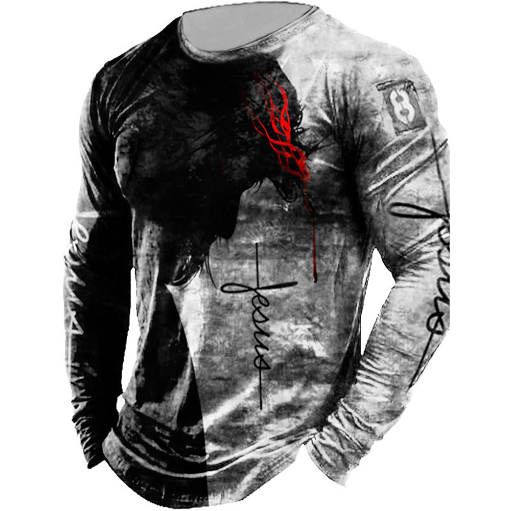 Outdoor Hunting Graphic Tees - Gráficos de manga longa masculinos sem