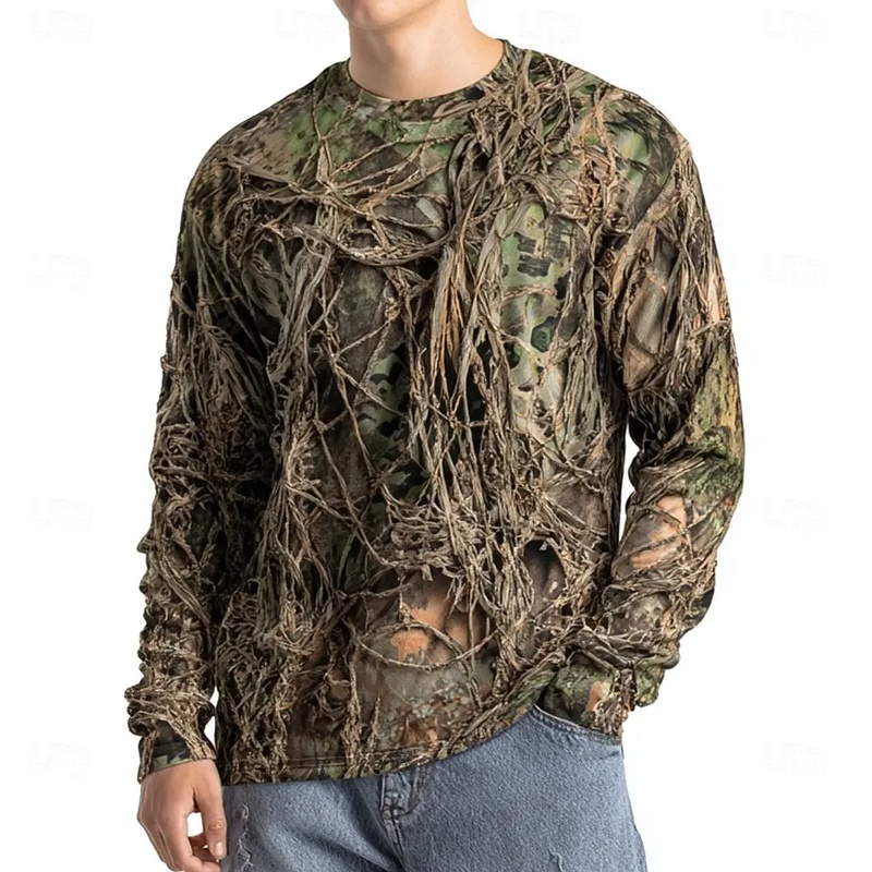 Camisa Masculina de Manga Long - Outdoor Hunting Graphic Tees avaliação e preço