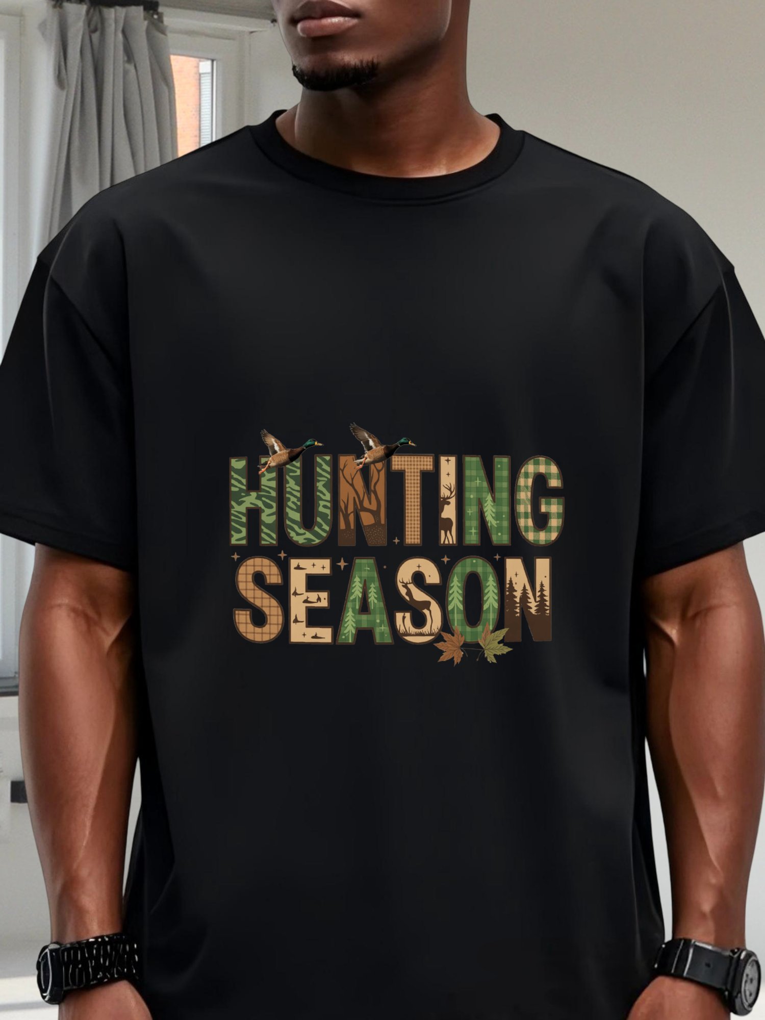 Camiseta de algodão preta camu - Outdoor Hunting Gifts avaliação e preço
